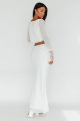 Rana String Tie Side Midi Skirt Cream