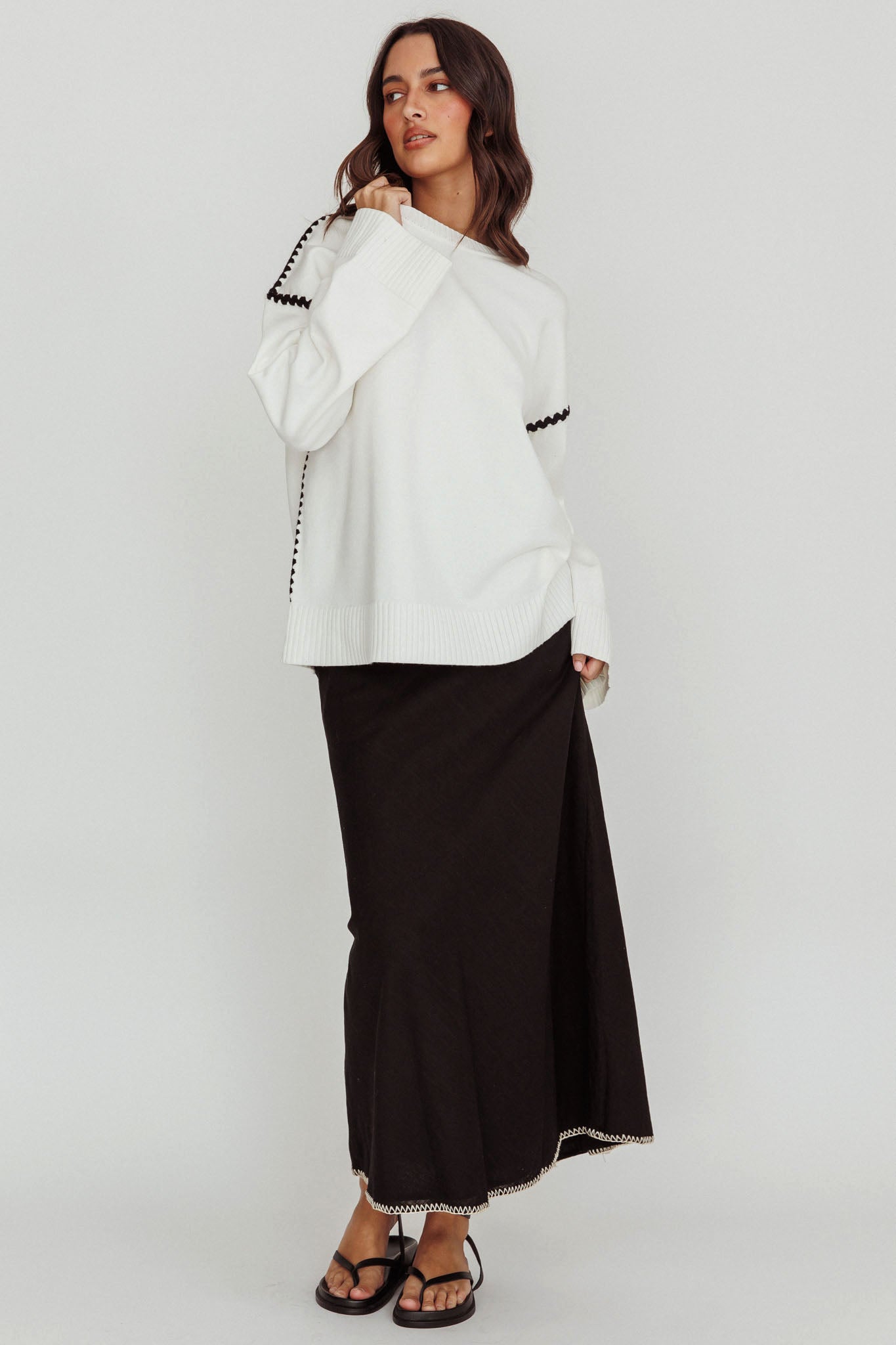 Guardian Contrast Knit Sweater Off White