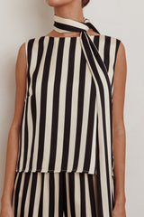 Love Galore Striped Sleeveless Top Black/Beige