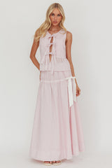 Salty Sea Tie Front Sleeveless Top Stripe Blush
