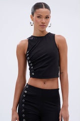 GROMMET DETAIL RUCHED TANK TOP