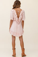 Piper V-Back String Tie Dress Floral Print Pink