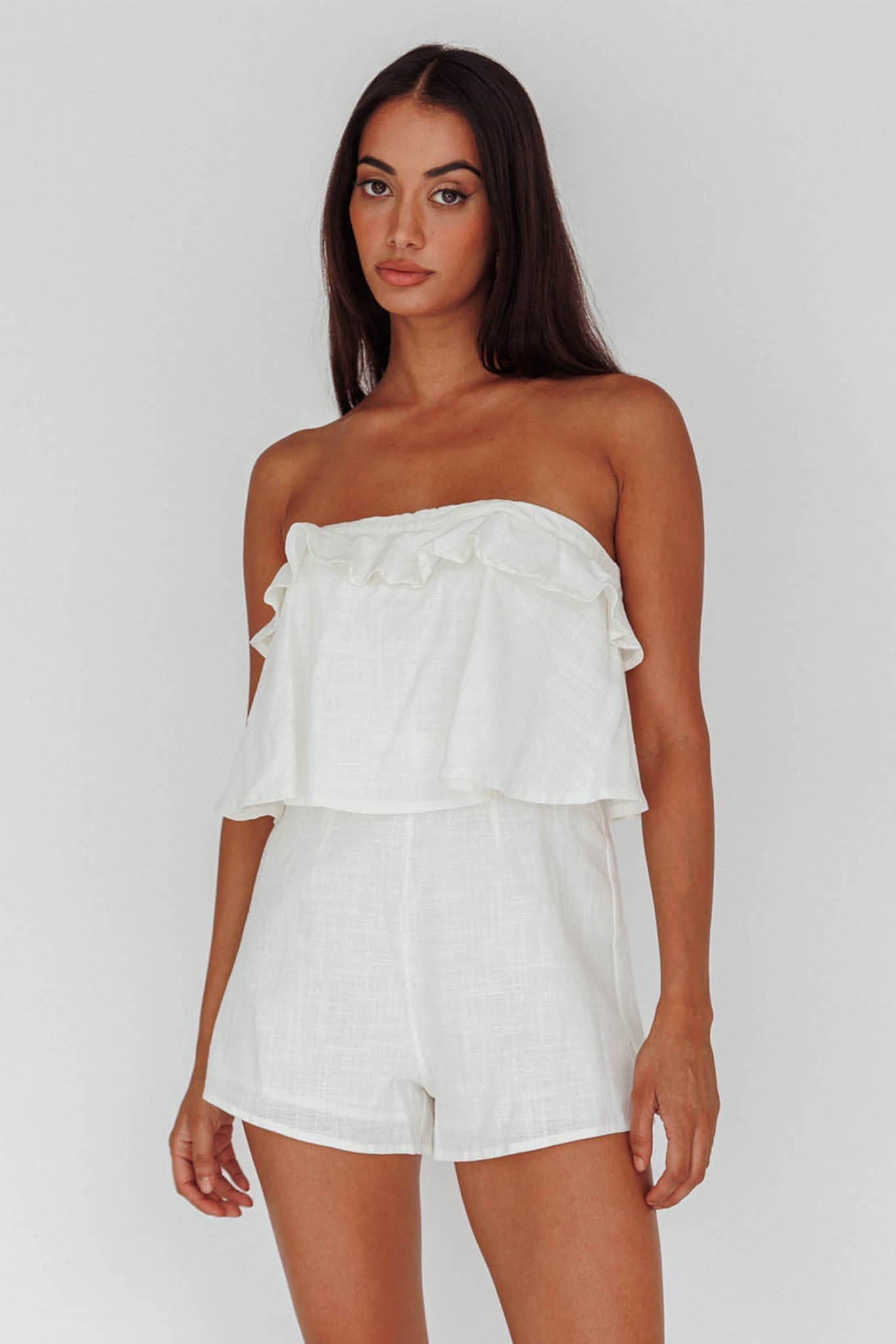 Joey Strapless Tie-Back Romper White