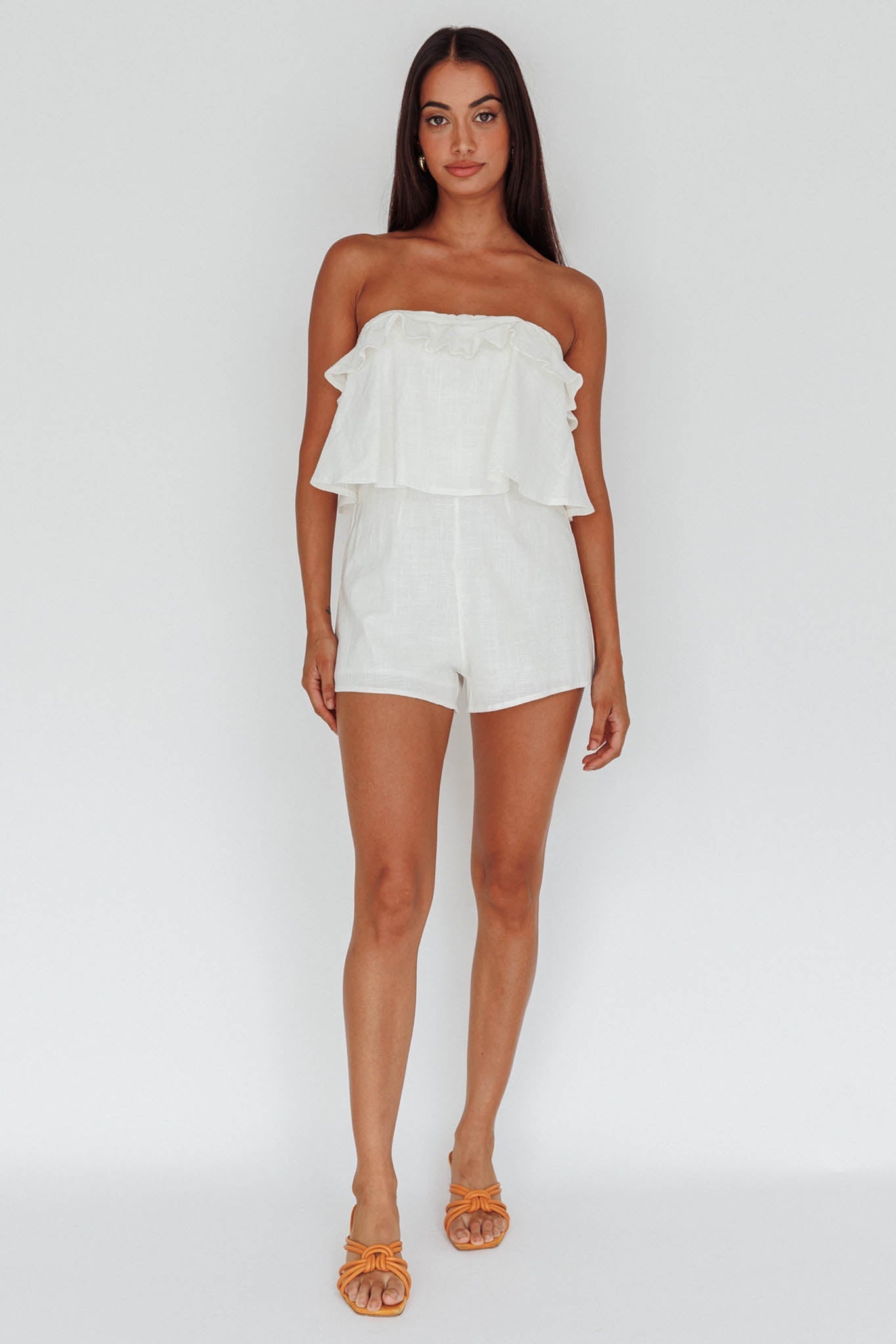 Joey Strapless Tie-Back Romper White