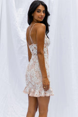 Talk About Me Ruffle Trim Mini Dress Blush