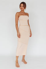Making Headlines Strapless Midi Dress Cream