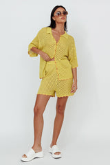 Just A Hunch Button Crochet Shirt Avocado/Pumpkin