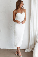 Tiffani Diamante Strap Midi Dress White