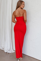Mykonos Nights Strapless Maxi Dress Red