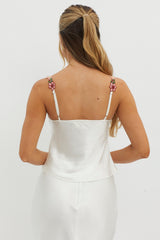 Rose Garden Floral Applique Cami Top White