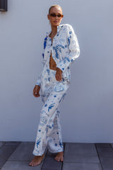Weekend Bliss Pants Printed White