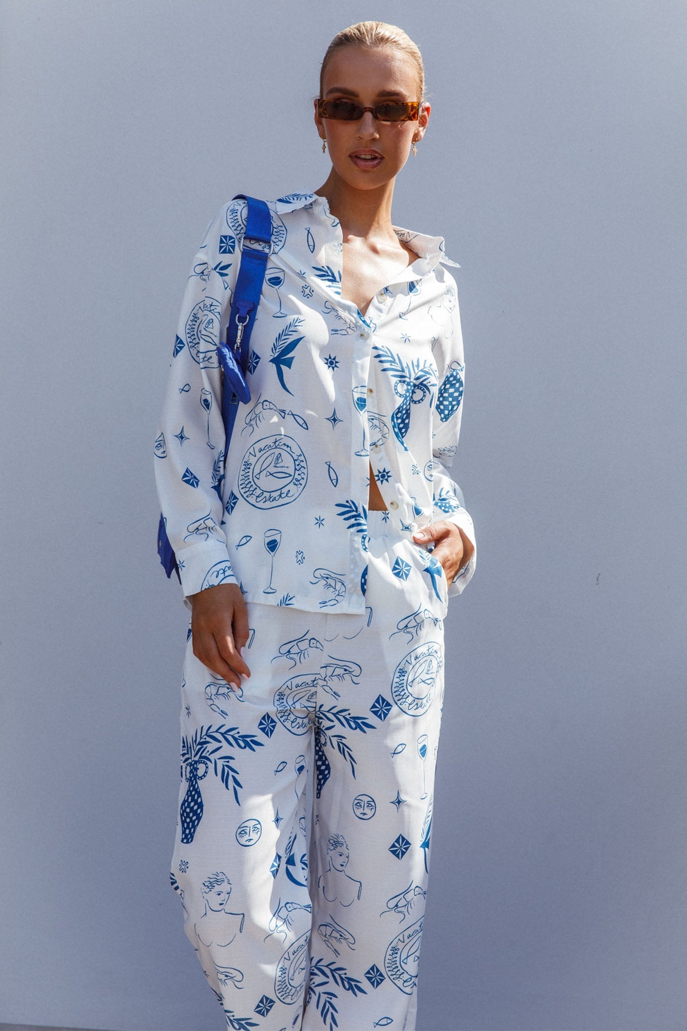 Weekend Bliss Long Sleeve Button Shirt White
