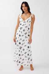 Jaya Tied Shoulder Maxi Dress Print Black