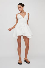 Lido Tied Shoulder Shirred Romper White