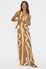 Meet Me There Tied Vest Top Abstract Tan