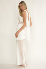 Lumiere Strapless Sheer Mesh Dress White