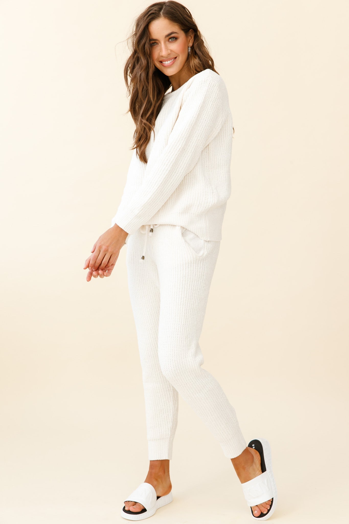 Sundown Crew Neck Knit Sweater Cream