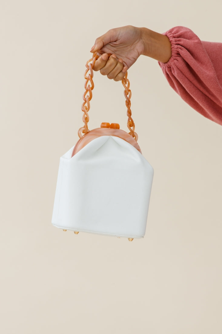 Kerrie Kiss-Lock Box Bag White