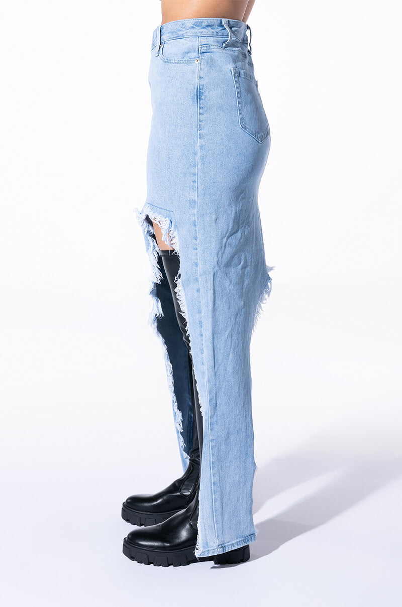 JUST WANNA DANCE HIGH LOW DENIM SKIRT
