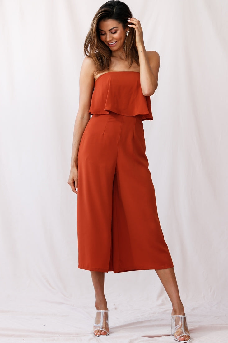 Monserrat Frill Bust Jumpsuit Umber