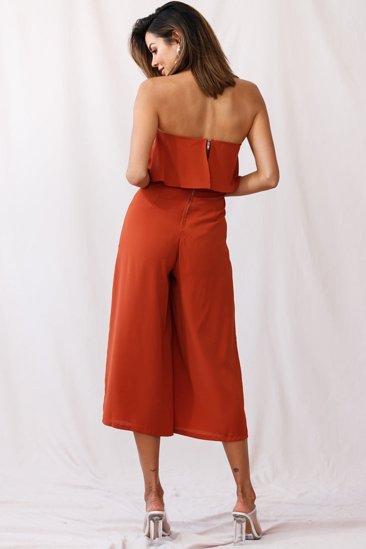 Monserrat Frill Bust Jumpsuit Umber