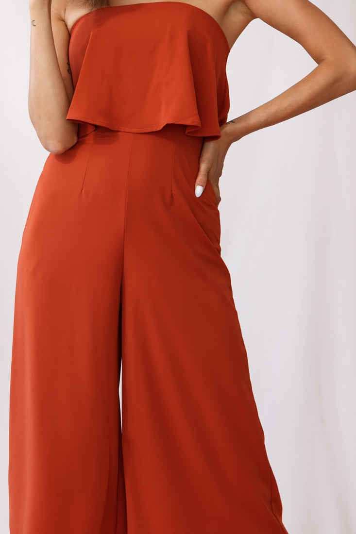 Monserrat Frill Bust Jumpsuit Umber