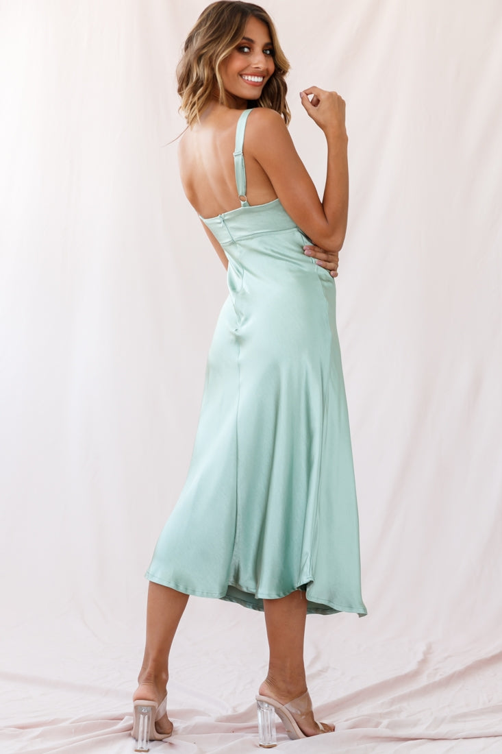 Perfect Day Satin Midi Dress Olive