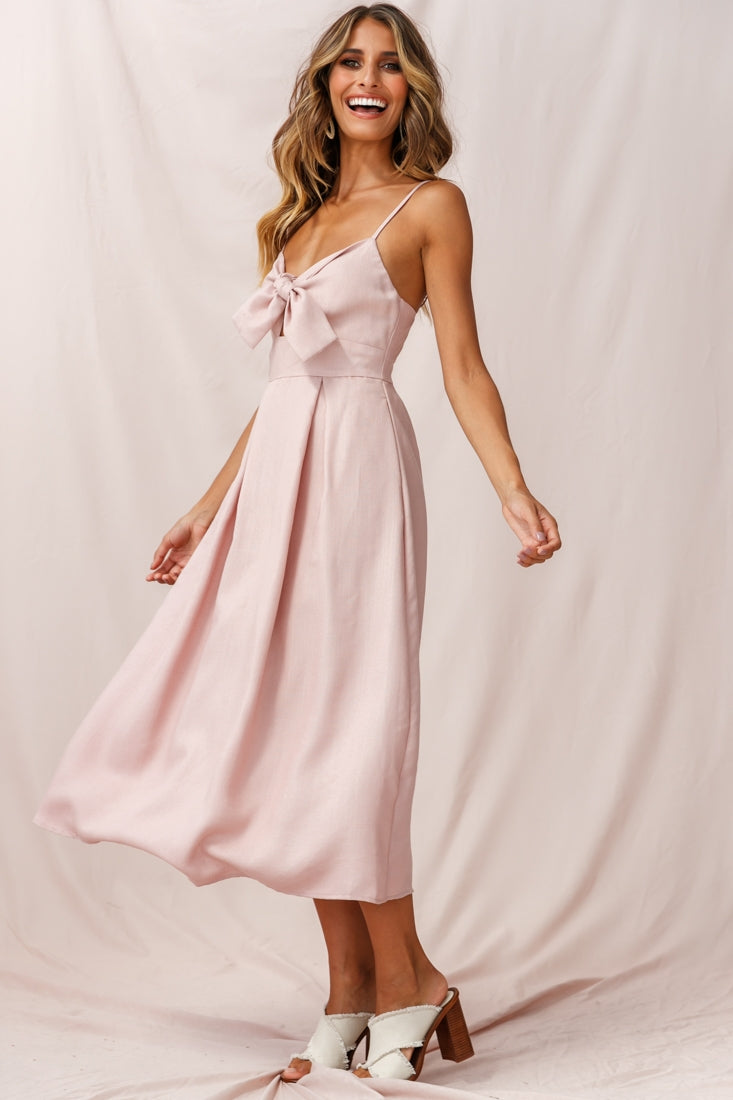 Hope Tie-Knot Bust Midi Dress Blush