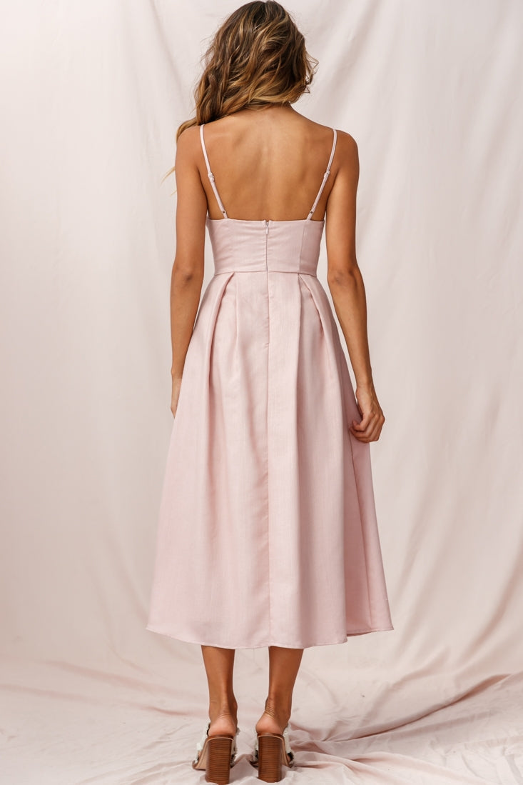 Hope Tie-Knot Bust Midi Dress Blush