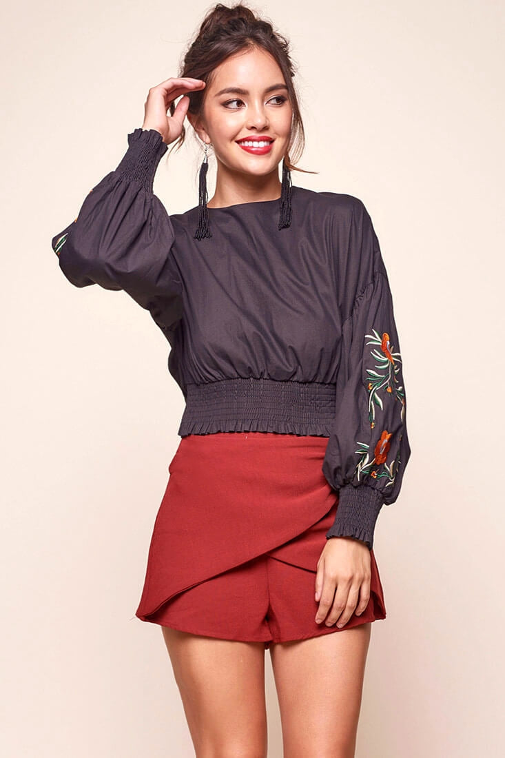 Simone Dressy Wrap Shorts Burnt Orange