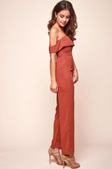 Sarah Dressy Ruffle Top Jumpsuit Orange Rust
