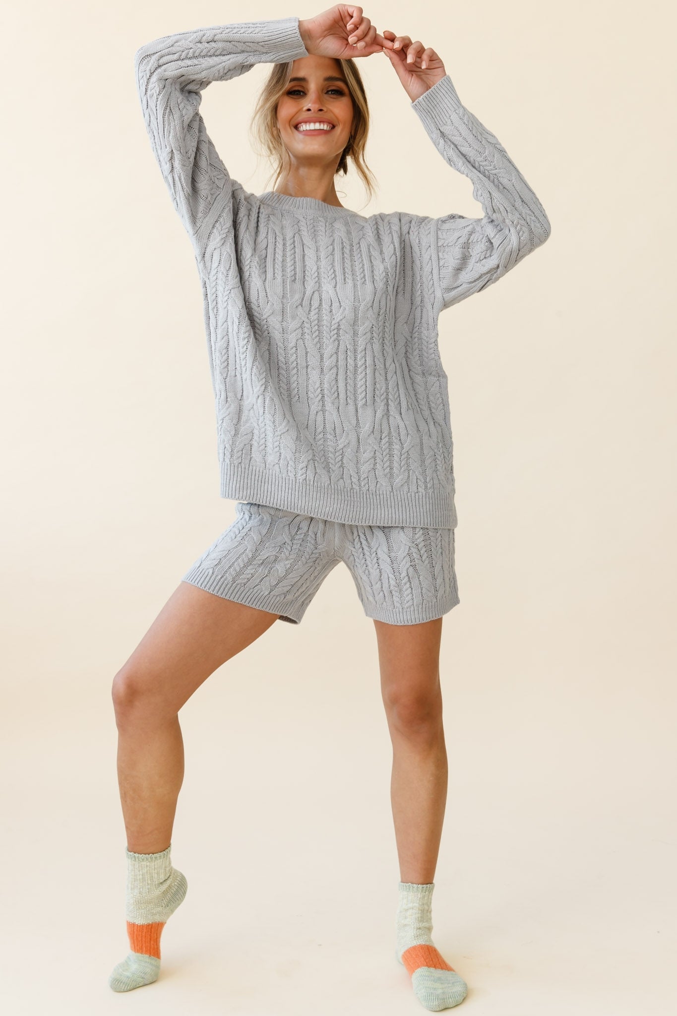 Colorado Cable Knit Shorts Grey