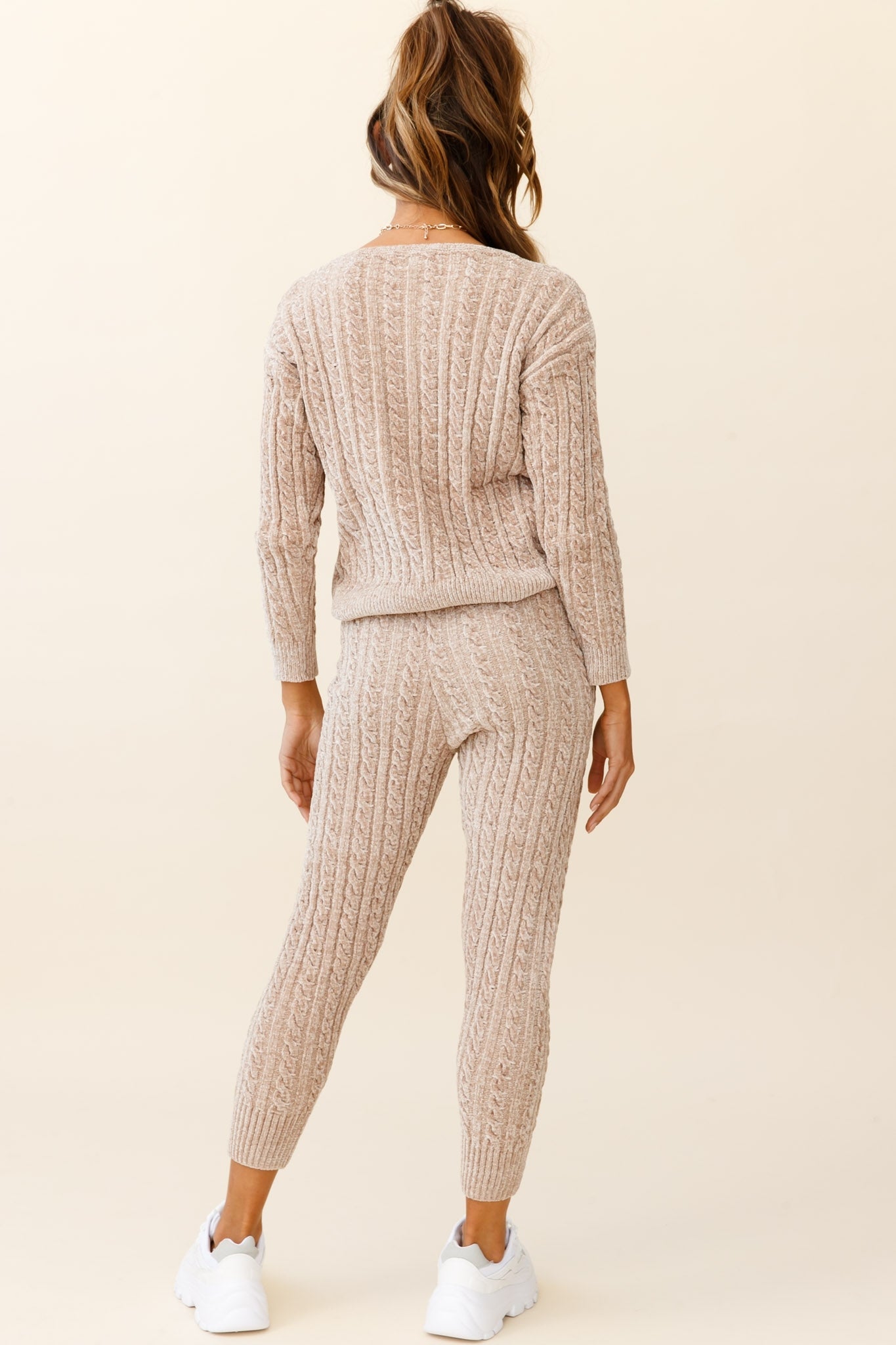 Kansas Long Sleeve Cable Knit Sweater Brown